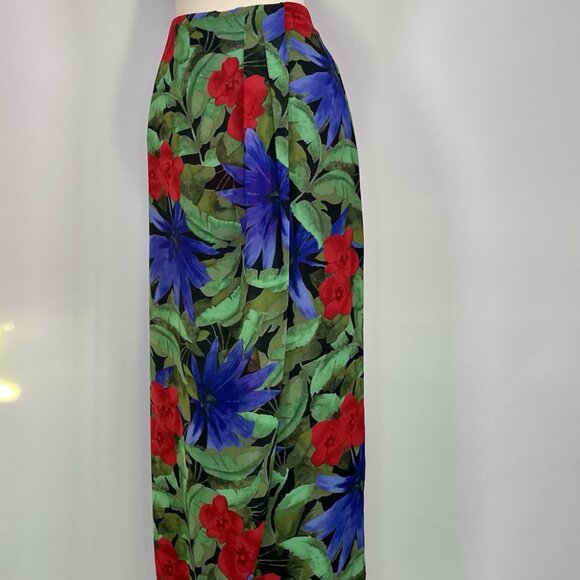 Vintage 90s Amanda Smith II Floral Boho Hawaiian Maxi Jungle Skirt Plus Size 16W - Picture 1 of 6